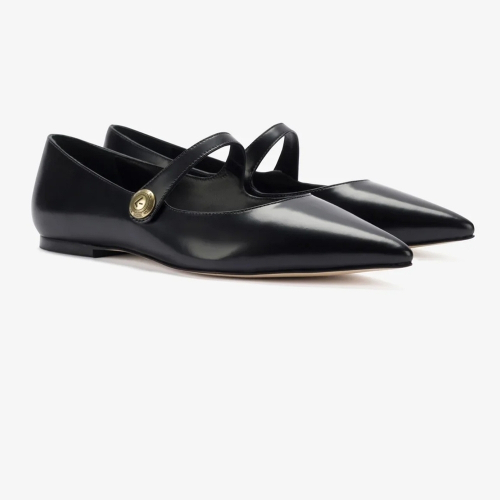 Larroude Black Pointed Toe Flats
